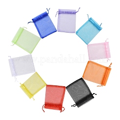 20Pcs 10 Colors Rectangle Organza Drawstring Bags&nbsp;CON-YW0001-31A