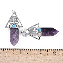 Natural Amethyst Faceted Pointed Bullet Big Pendants&nbsp;G-H076-02P-05