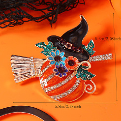 Halloween Alloy Enamel Pumpkin Witch Brooches for Women&nbsp;LS-SC0855-3