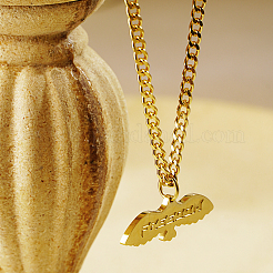 Hiphop Stainless Steel Eagle with Word FREEDOM Pendant Cuban Link Chain Necklaces for Unisex&nbsp;QF9023-1