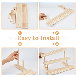 3-Tier Wood Earring Display Card Organizer Riser Rack&nbsp;ODIS-WH0099-21