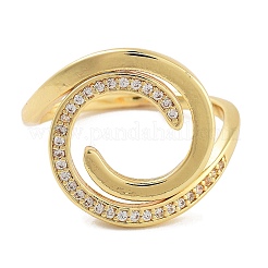 Rack Plating Brass Micro Pave Cubic Zirconia Open Cuff Rings for Women&nbsp;RJEW-Z059-31G