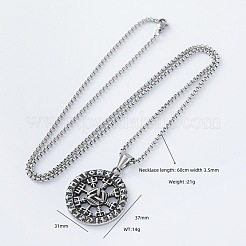 Vintage 304 Stainless Steel Pirate Rune Viking Compass Pendant Necklaces for Men Women&nbsp;LS-AZ8972