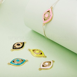 5Pcs 5 Colors Brass Micro Pave Clear Cubic Zirconia Links&nbsp;KK-SZ0001-75