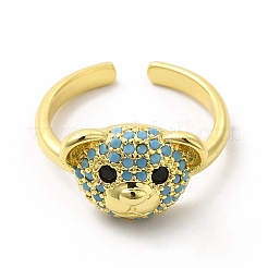 Cubic Zirconia Bear Open Cuff Ring&nbsp;KK-A180-37G