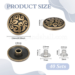 40 Sets Alloy Coin Screw Rivet&nbsp;FIND-PH0060-32AB