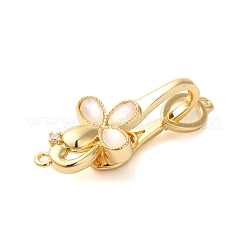 Brass Micro Pave Clear Cubic Zirconia Fold Over Clasps&nbsp;KK-S382-14G-01
