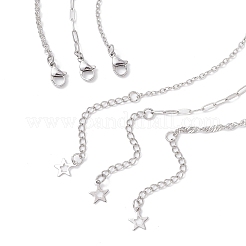 304 Stainless Steel Heart Pendant 3 Layer Chain Necklaces for Women&nbsp;NJEW-JN05478