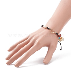 Natural Mixed Stone & Freshwater Pearl Braided Bead Bracelets&nbsp;BJEW-JB08720-04