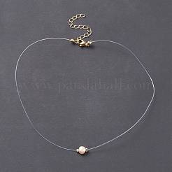 Natural Pearl Pendant Necklace with Nylon Wire for Women&nbsp;NJEW-JN03829
