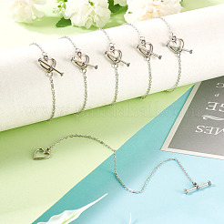 Brass Heart Link Chain Bracelets&nbsp;BJEW-TAC0027