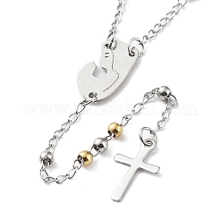 Non-Tarnish 202 Stainless Steel Rosary Bead Necklaces&nbsp;LS-NJEW-D060-01C-GP