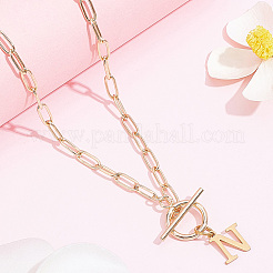 304 Stainless Steel Letter Pendant Necklaces&nbsp;NJEW-LP0001-52N-G