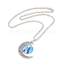 Glass Religion Fairy with Crescent Moon Pendant Necklace&nbsp;LS-NJEW-P270-01B