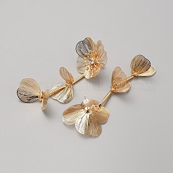 Flower with Butterfly Alloy Dangle Stud Earrings&nbsp;EJEW-WH0016-16G