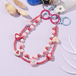 Acrylic Heart Beaded Mobile Straps&nbsp;HJEW-JM01063