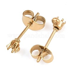304 Stainless Steel Flat Round Stud Earring Findings&nbsp;STAS-D389-04A-G