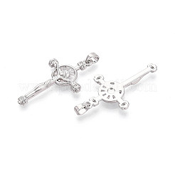 Religion Brass Micro Pave Cubic Zirconia Pendants&nbsp;KK-T073-47P