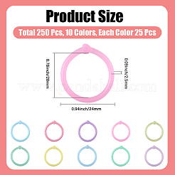 250Pcs 10 Colors Heart Plastic Loose Leaf Book Binder Hinged Rings&nbsp;FIND-CP0003-20B