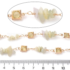 Handmade Brass Glass Square Link Chains&nbsp;CHC-F019-09G-01
