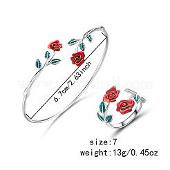 Rose Alloy Enamel Cuff Bangle & Cuff Rings Sets&nbsp;FS-WGBA561-02