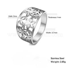 Flower Pattern Hollow Out 304 Stainless Steel Finger Rings&nbsp;FS-WGDCC5F-01