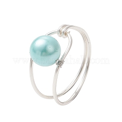 Shell Pearl with Copper Wire Finger Rings&nbsp;RJEW-JR00980