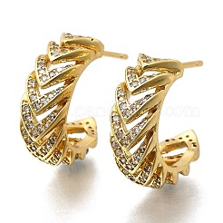 Brass Micro Pave Clear Cubic Zirconia Stud Earrings&nbsp;EJEW-P322-08G
