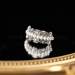 Brass & Imitation Pearl Cuff Open Rings for Women&nbsp;WGE0FB6-01