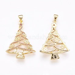 Brass Micro Pave Cubic Zirconia Pendants&nbsp;KK-F753-11G-RS