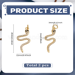 2Pcs Brass Micro Pave Cubic Zirconia Pendants&nbsp;KK-LP0004-06