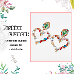 2 Pairs 2 Colors Rhinestone Hollow Out Heart Dangle Stud Earrings&nbsp;EJEW-FI0001-13