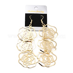 Layered Hollow Rose Dangle Earrings for Girl Women&nbsp;EJEW-I258-06G