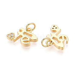 Brass Micro Pave Cubic Zirconia Charms&nbsp;KK-N265-31G