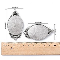 Vintage Tibetan Style Alloy Carved Rose Large Pendant Cabochon Settings&nbsp;LS-TIBEP-N003-28AS