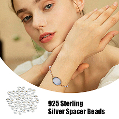 40Pcs 925 Sterling Silver Spacer Beads&nbsp;STER-DC0001-29