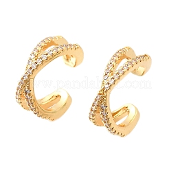 Brass Micro Pave Clear Cubic Zirconia Cuff Earrings&nbsp;EJEW-F370-26G