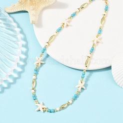 Synthetic Turquoise Beaded Necklace & Bracelet & Dangle Earring Sets&nbsp;SJEW-JS01361