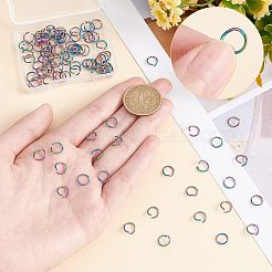 100Pcs Ion Plating(IP) Rainbow Color 304 Stainless Steel Open Jump Rings&nbsp;STAS-UN0039-09