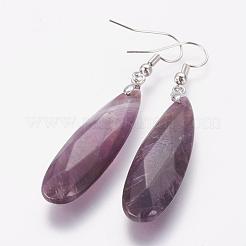 Natural Amethyst Dangle Earrings&nbsp;EJEW-G218-A03