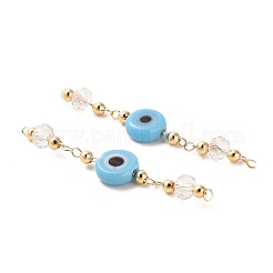 Handmade Evil Eye Lampwork with Glass Handmade Beaded Links Connectors&nbsp;KK-M266-09G-05