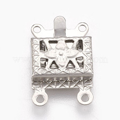 Tarnish Resistant 201 Stainless Steel Multi-Strand Box Clasps&nbsp;STAS-E441-02P