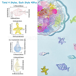 120Pcs 4 Style Transparent Acrylic Pendants&nbsp;TACR-SP0001-30