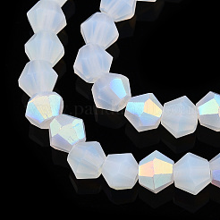 Imitation Jade Bicone Frosted Glass Bead Strands&nbsp;EGLA-A039-J4mm-MB05