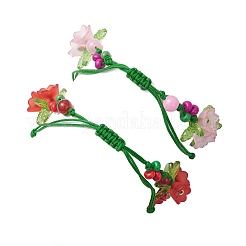 2Pcs Flower Acrylic & MIYUKI Seed Beads & Natural Carnelian & Yellow Jade Bracelets&nbsp;BJEW-MZ00221