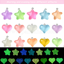 15Pcs 15 Styles Luminous Transparent Resin Pendants&nbsp;RESI-YW0001-79