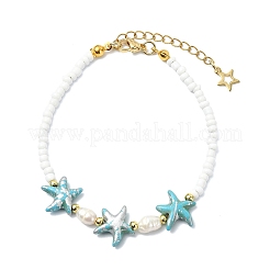 Glass Seed Beads & Synthetical Turquoise & Natural Cultured Freshwater Pearl Beaded Bracelets for Women&nbsp;BJEW-JB13839