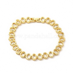 Clear Cubic Zirconia Oval Link Chain Bracelet&nbsp;BJEW-E073-04G