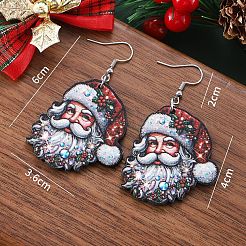 Both Sides Printed Wood Dangle Earrings&nbsp;FS-WG7A59A-01