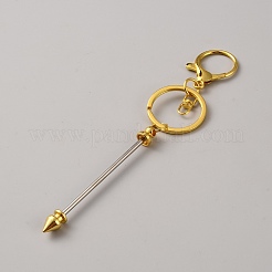 Zinc Alloy Bar Beadable Keychains Clasps&nbsp;KEYC-WH0030-86G